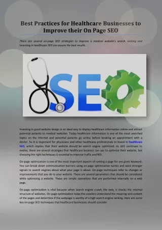 best practices for healthcare businesses