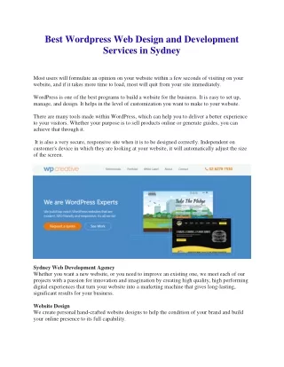 best wordpress web design and development