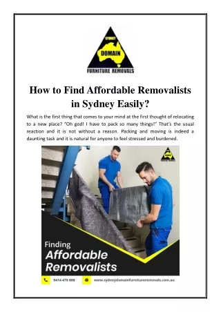 how to find affordable removalists in sydney