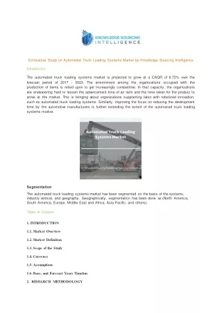 exhaustive study on automated truck loading