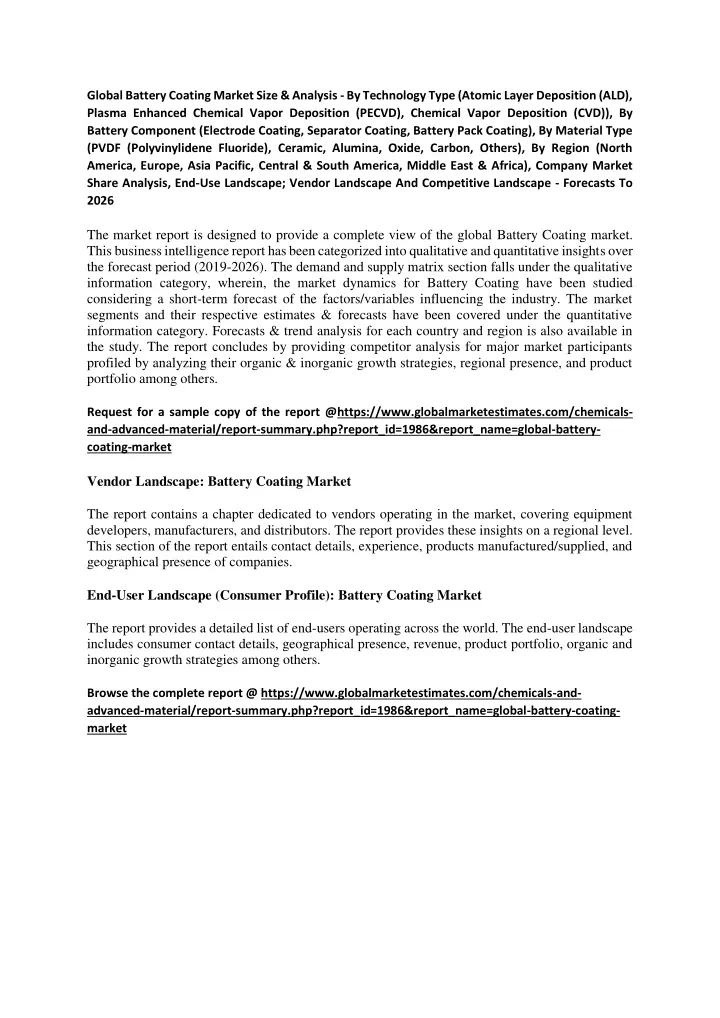 global battery coating market size analysis