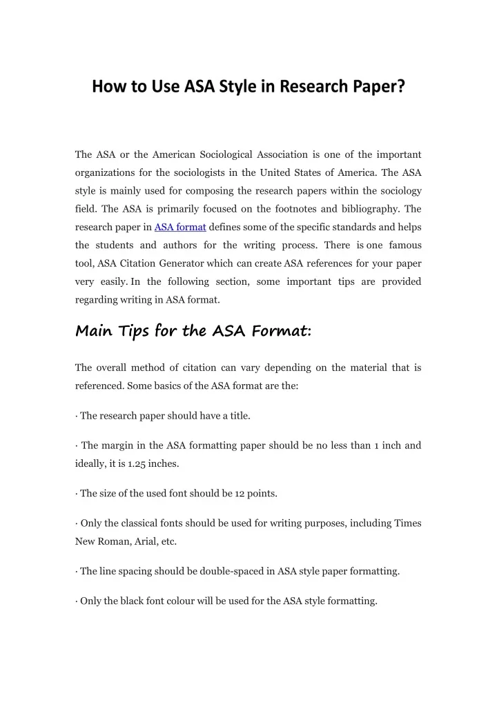 the asa or the american sociological association