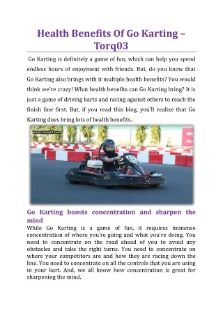 Health Benefits Of Go Karting - TORQ03