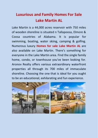Find beautiful waterfront homes for sale Lake Martin AL