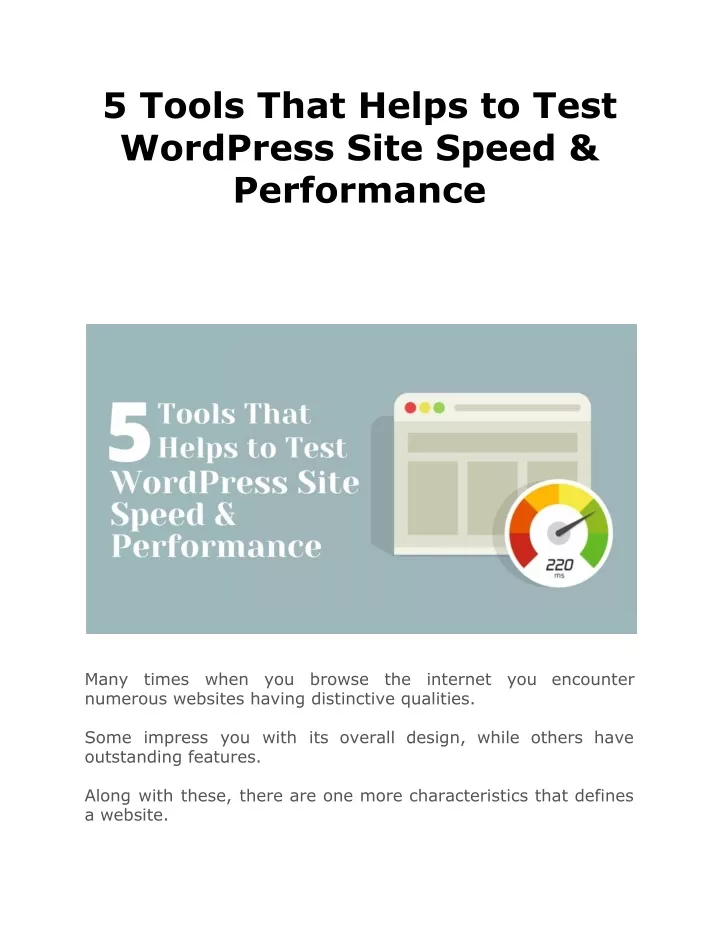 5 tools that helps to test wordpress site speed