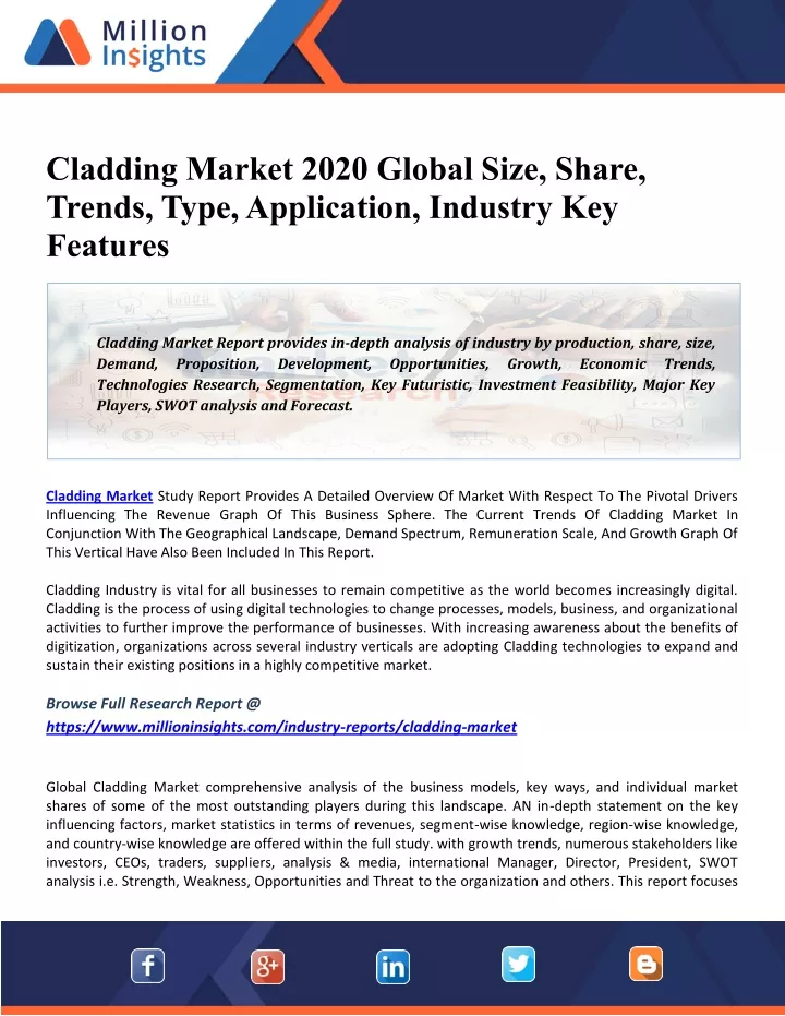 cladding market 2020 global size share trends