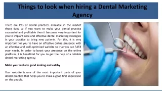 Things to look when hiring a Dental Marketing Agency