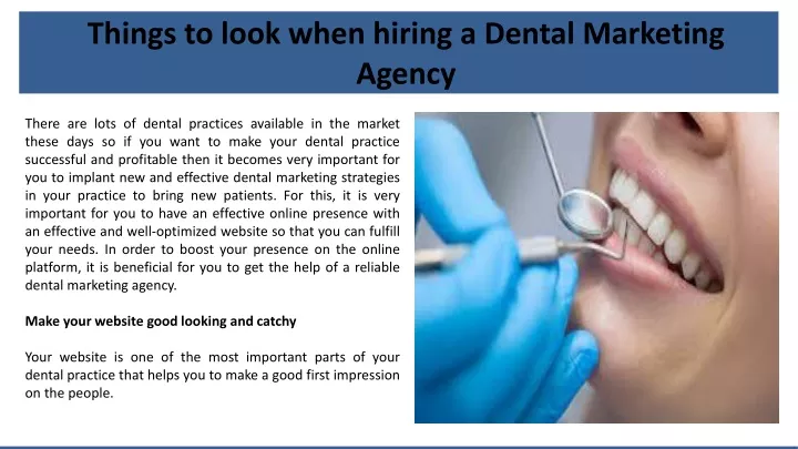 things to look when hiring a dental marketing agency