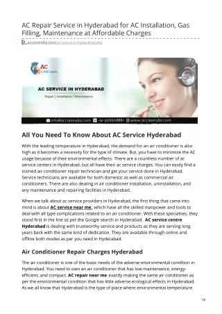 ac repair service in hyderabad