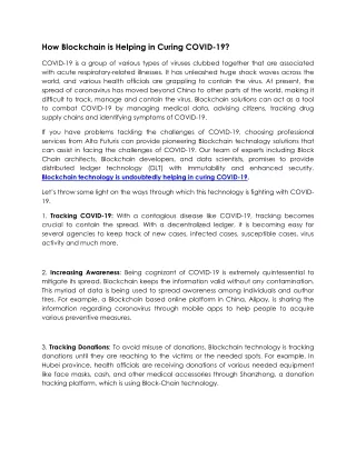 how blockchain is helping in curing covid 19