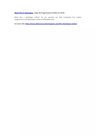want hire a developer coder programmers online