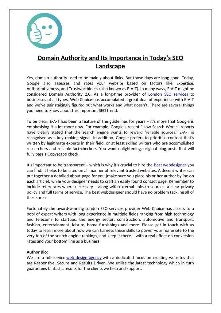 domain authority and its importance in today