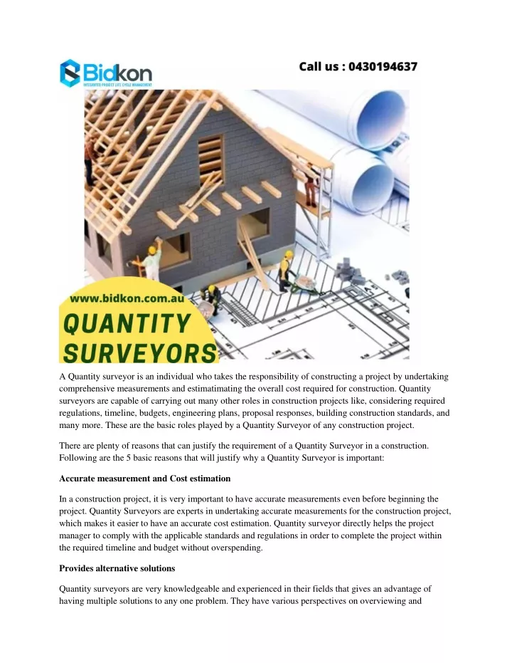 a quantity surveyor is an individual who takes