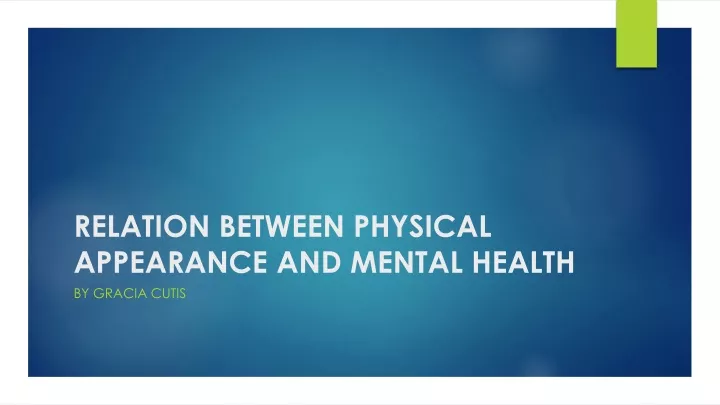 relation between physical appearance and mental health