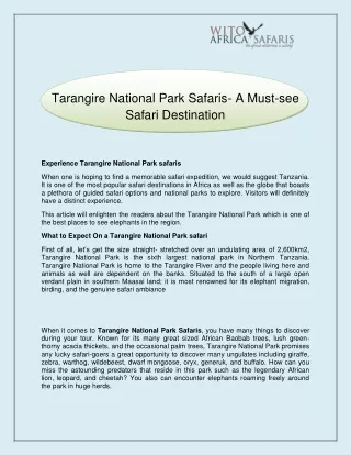 Tarangire National Park Safaris- A Must-see Safari Destination