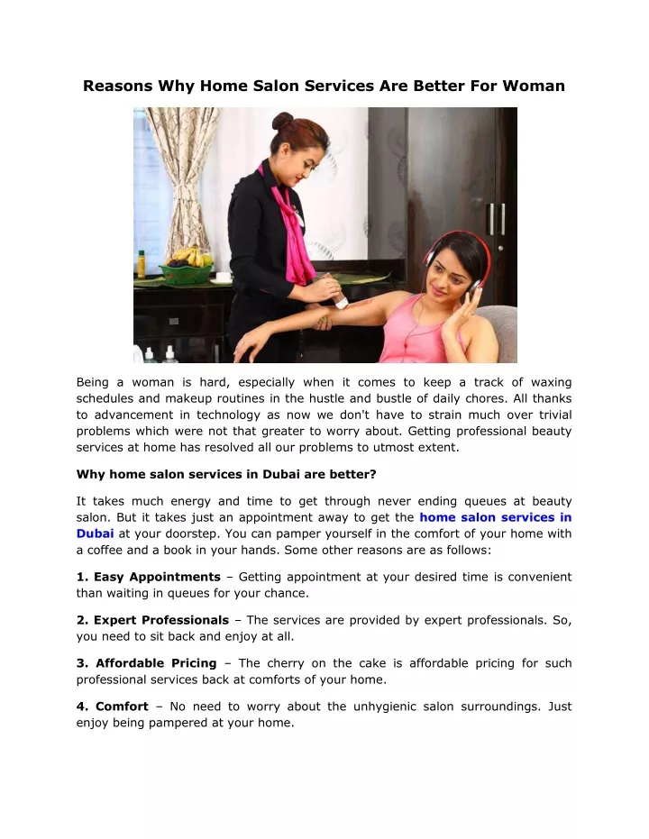 reasons why home salon services are better