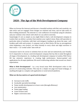 2020 the age of the web development company