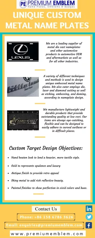 unique custom metal name plates