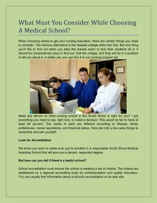 What Must You Consider While Choosing A Medical School?