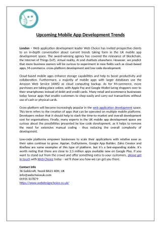 upcoming mobile app development trends