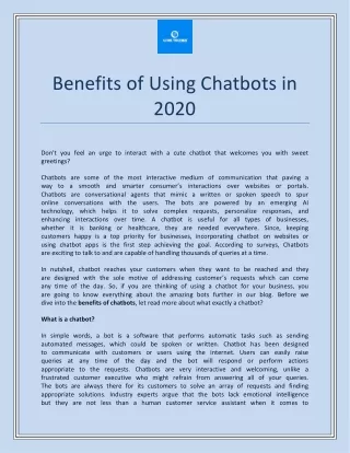 benefits of using chatbots in 2020
