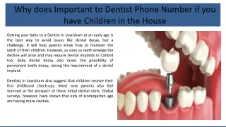 Why does Important to Dentist Phone Number if you have Children in the House