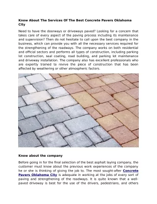 know about the services of the best concrete