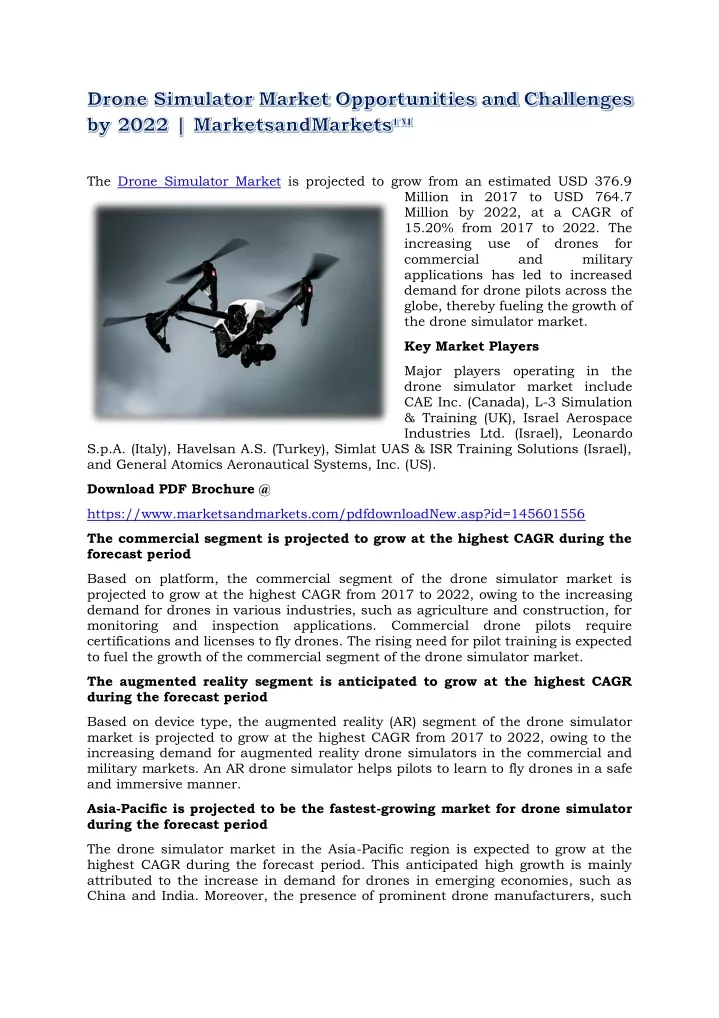 the drone simulator market is projected to grow