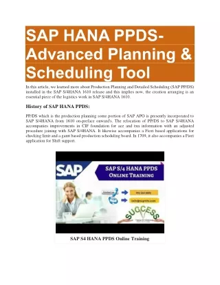 SAP PPDS PDF | SAP PPDS Training Material