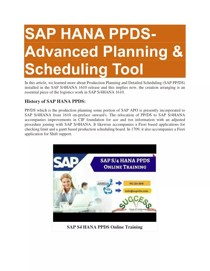 sap hana ppds advanced planning scheduling tool
