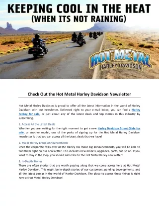 Check Out the Hot Metal Harley Davidson Newsletter