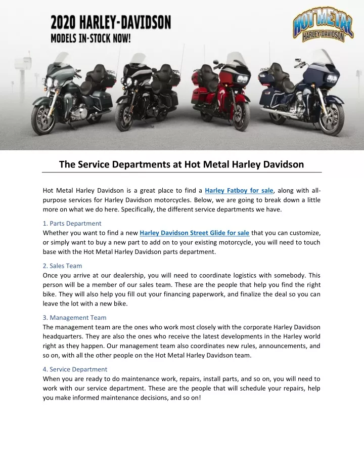 the service departments at hot metal harley