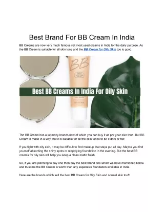 Best Brand For BB Cream In India