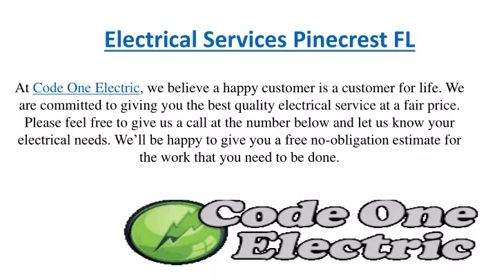 electrical services pinecrest fl