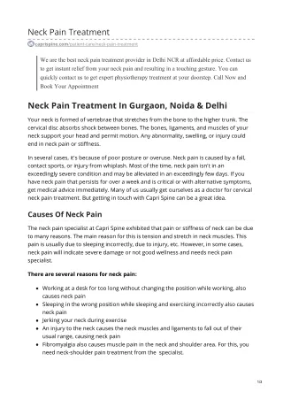 Neck Pain Doctor Near me | Neck Pain Treatment Gurgaon, Delhi