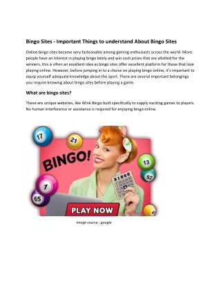 bingo sites important things to understand about