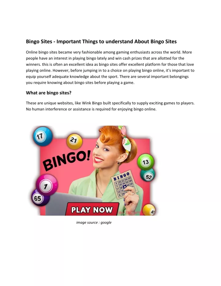 bingo sites important things to understand about
