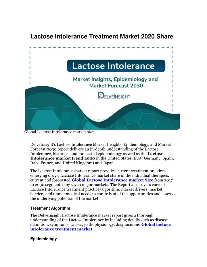 lactose intolerance treatment market 2020 share