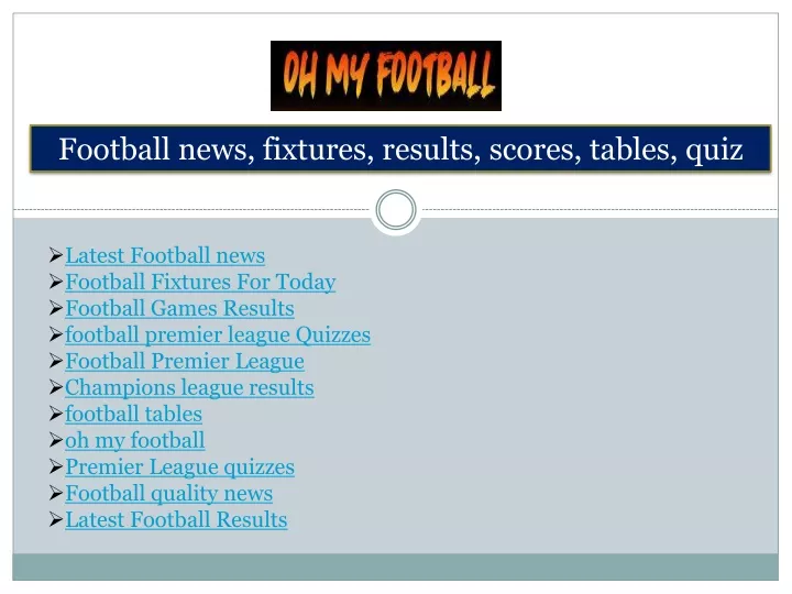 football news fixtures results scores tables quiz