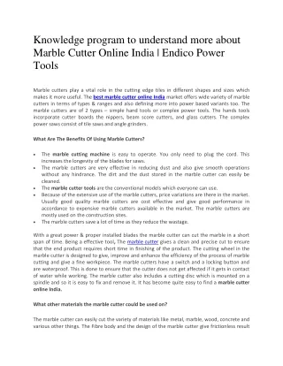 Marble Cutter Online India | Endico Power Tools