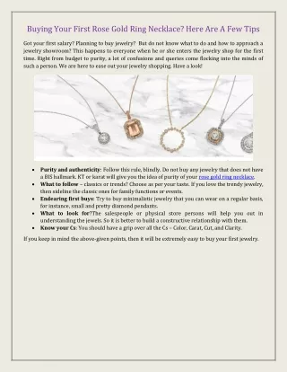 Buying Your First Rose Gold Ring Necklace? Here Are A Few Tips