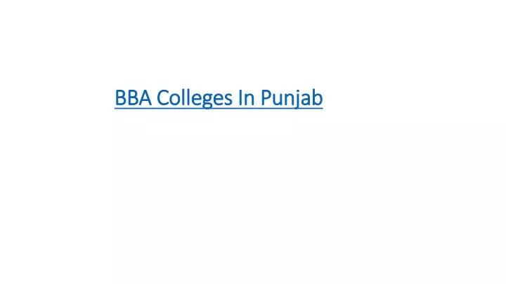 bba colleges in punjab