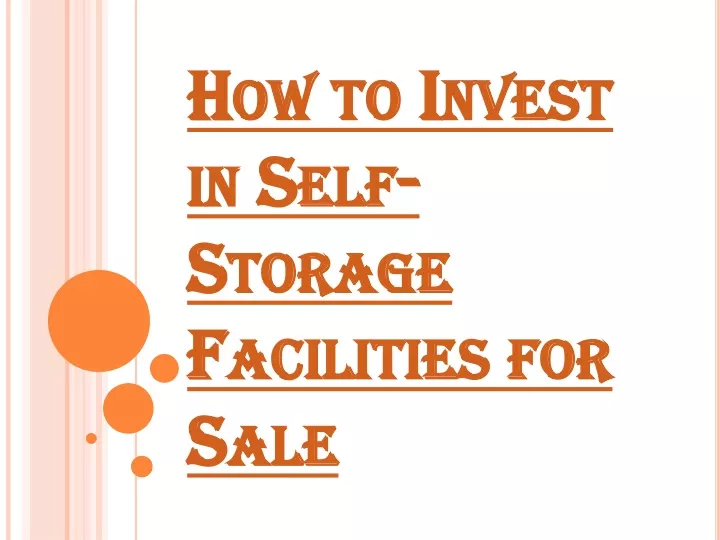 how to invest in self storage facilities for sale