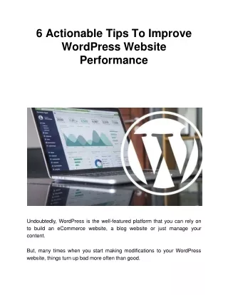 6 actionable tips to improve wordpress website performance