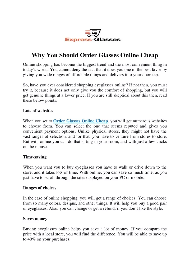 why you should order glasses online cheap