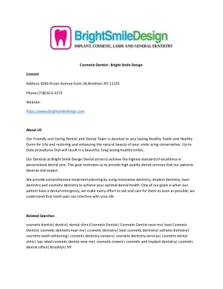 Cosmetic Dentist : Bright Smile Design