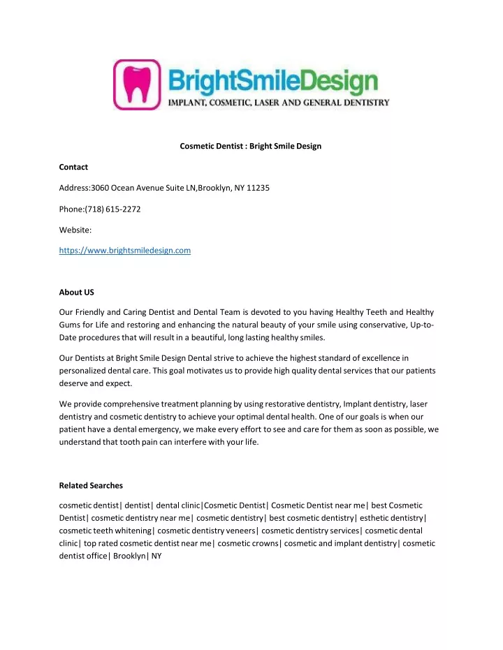 cosmetic dentist bright smile design