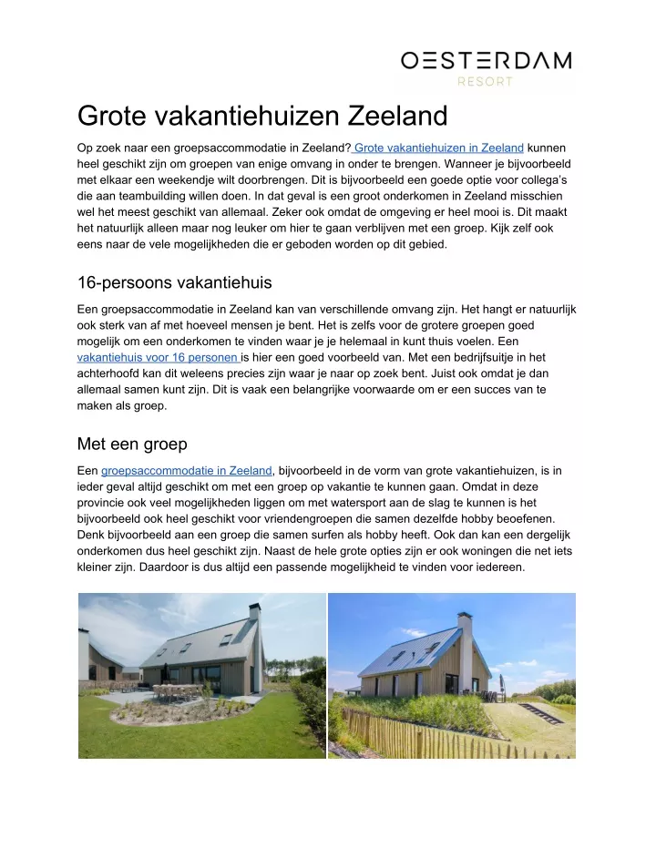 grote vakantiehuizen zeeland