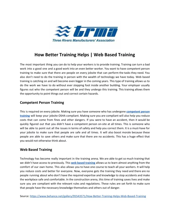 how better training helps web based training