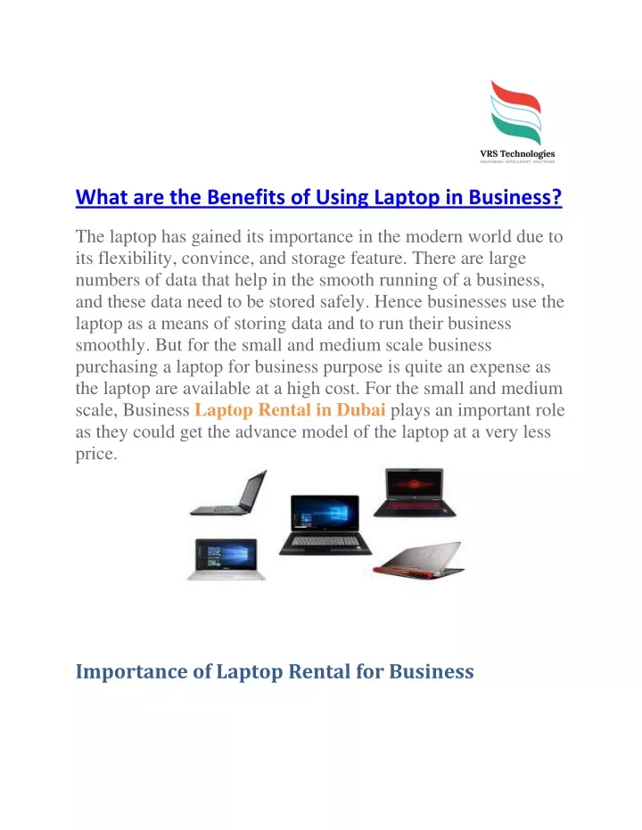what are the benefits of using laptop in business